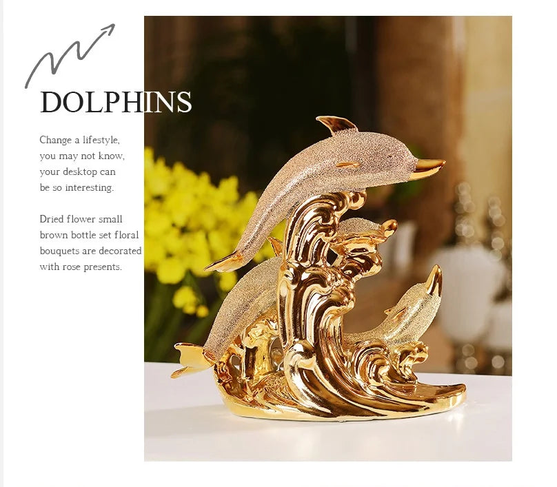 Handmade ceramic figurines for wedding decorations, creative room decorations, gold crafts, porcelain animals, decorations