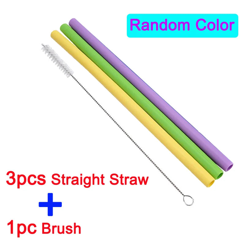 Pailles à boire réutilisables en silicone de qualité alimentaire, pliables et flexibles, avec brosses pour livres, fournitures de fête pour bar, recyclables