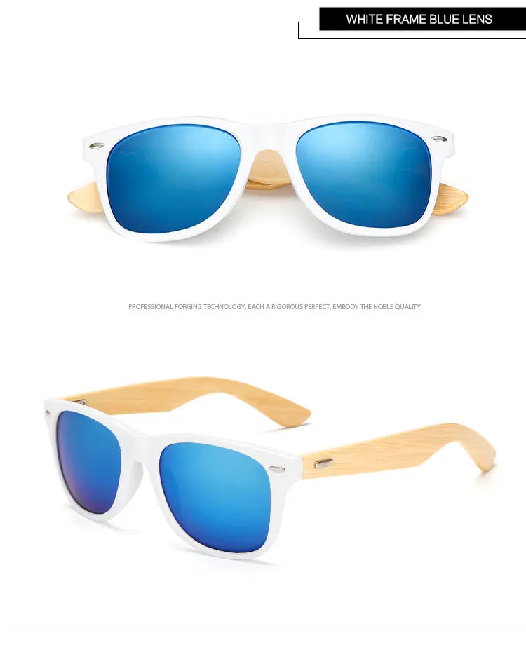 Lunettes de soleil carrées en bois de bambou pour hommes et femmes, design de marque, revêtement miroir, rétro, UV400