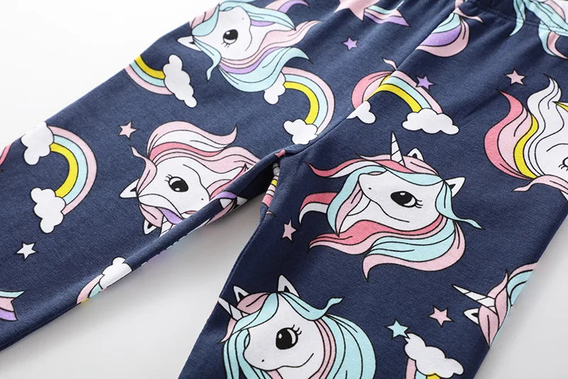 Girls' Leggings 100% Cotton Girl's Pants Girls' Skinny Pants Cartoon Print Pattern Children's Leggings Pants KF083
