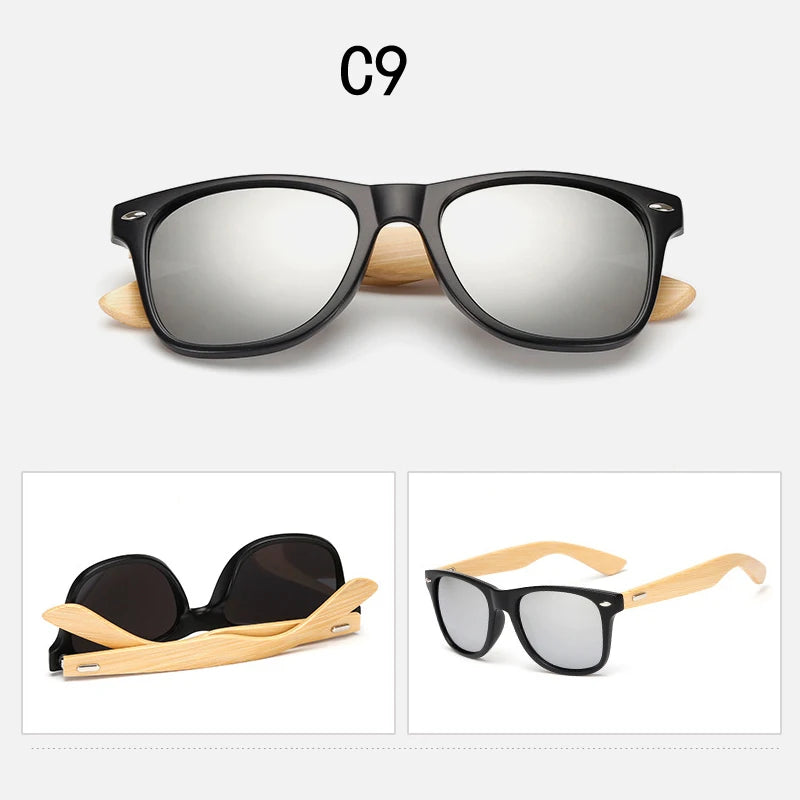 Lunettes De soleil en bois hommes femmes carré bambou femmes pour femmes hommes miroir lunettes De soleil surdimensionné rétro De Sol Masculino à la main