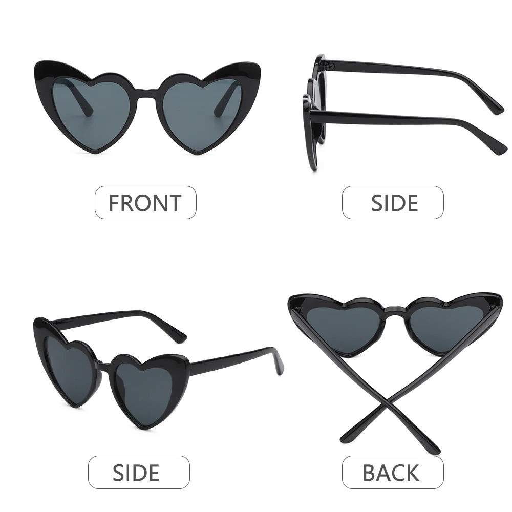 Lana del rey-Lunettes de soleil en forme de cœur pour femmes, lunettes de soleil rétro, lunettes de protection UV400, grand cadre, effet d'amour, luxe, 1PC