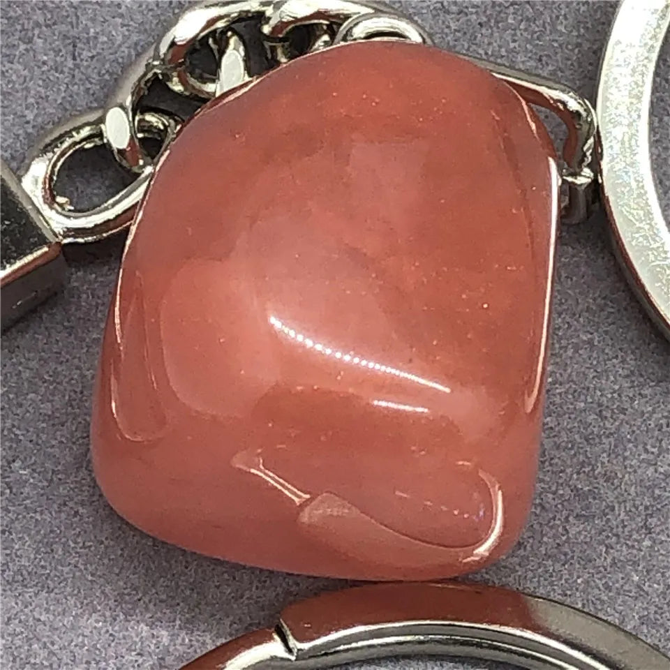 17 Types de pierre naturelle avec accessoires pendentif porte-clés en acier inoxydable