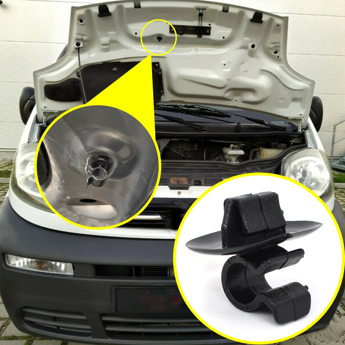 2x Support de tige de capot de voiture, Clip d'hélice, Support à pince 792834   Retenue de fixation pour Vauxhall Opel Vivaro X83 2001 – 2014