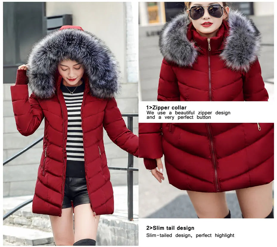 2025 nouveauté mode mince femmes veste d'hiver coton rembourré chaud épaissir dames manteau longs manteaux Parka femmes vestes