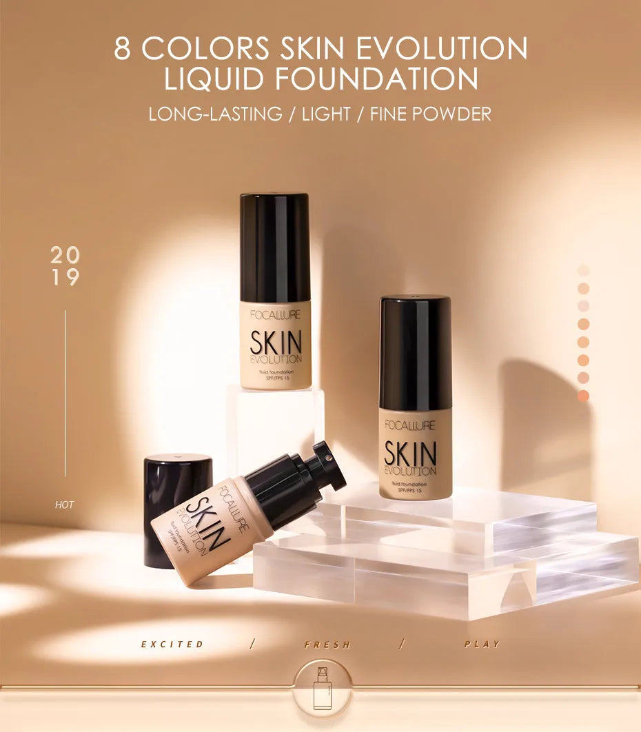 Focallure Base visage liquide fond de teint crème couverture complète correcteur contrôle de l'huile fond de teint hydratant crème maquillage pour les femmes