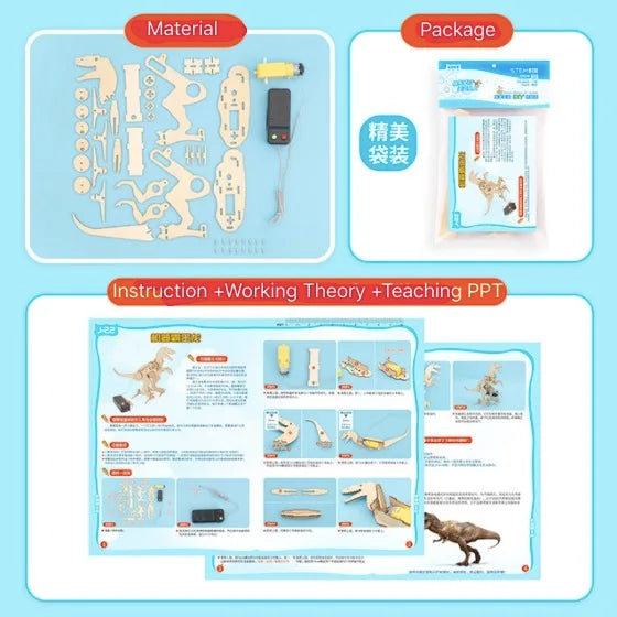 Analyste de jouets scientifiques pour enfants, modèle de dinosaure, technologie de bricolage, outil expérimental, jeux de puzzle en bois, fournitures scolaires