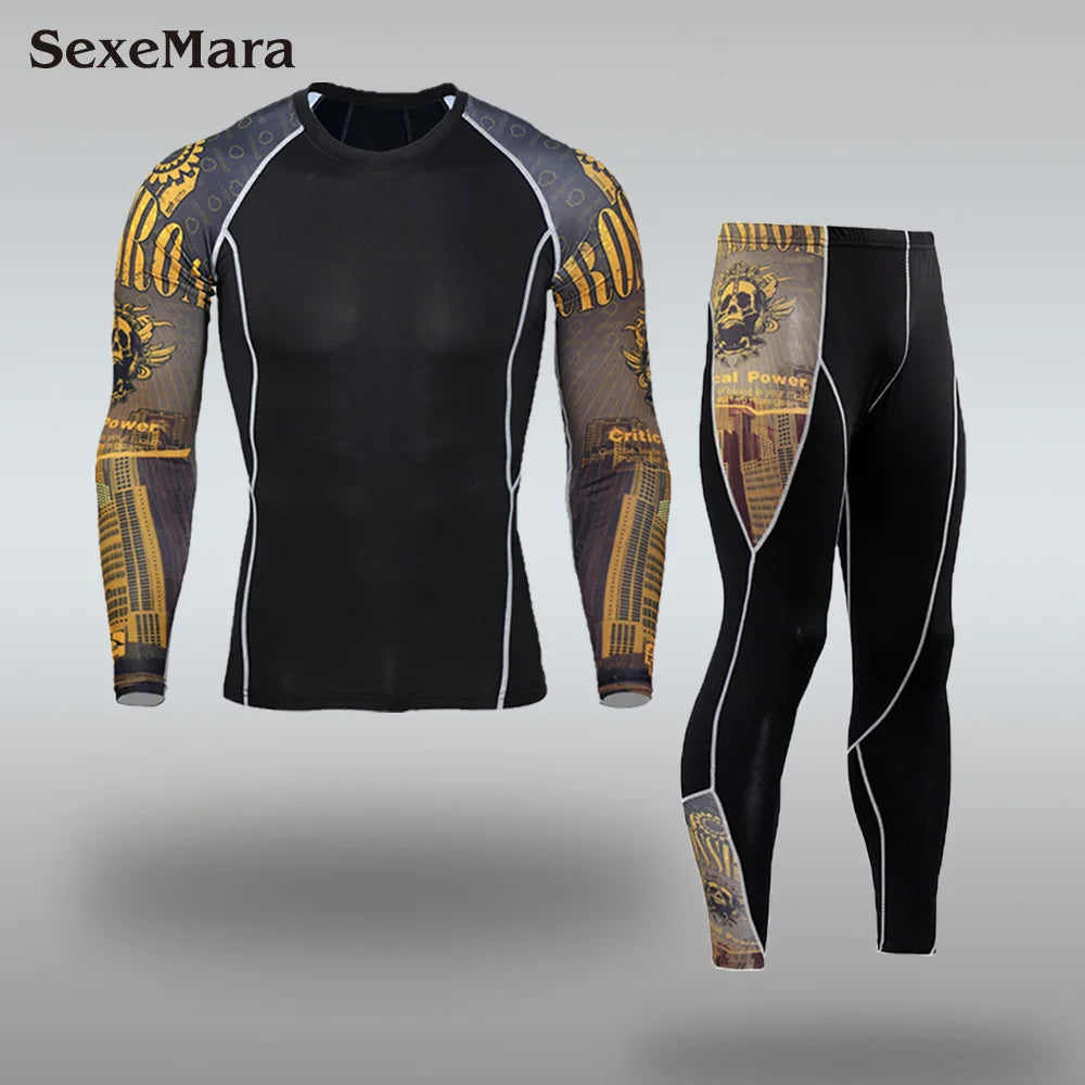 New Men's Thermal Underwear Sets, Compression Sports Suit, Sweat-Wicking, Quick-Drying Thermal Underwear, Men's Long Johns Sets