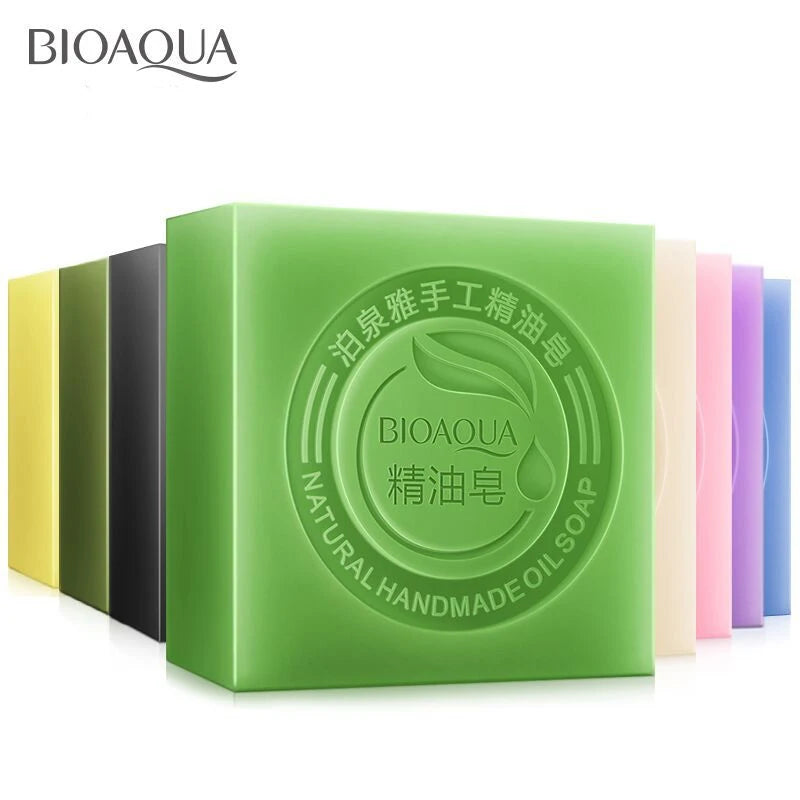 Savons aux huiles essentielles Bioaqua au miel, rose, jasmin, aloé, matcha, myrtille, lavande, charbon de bambou, savons en bambou noir