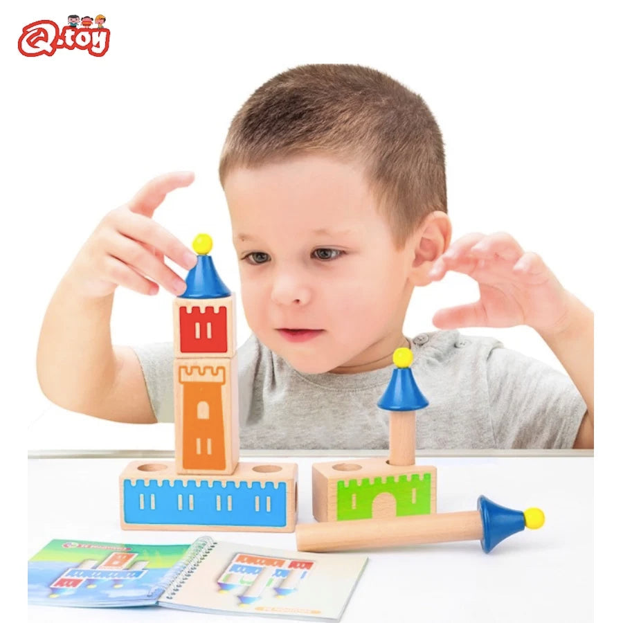 Puzzle en bois Montessori pour enfants, château de rêve changeant de bois, bloc de construction, jeu d'entraînement IQ, cadeau de pensée logique, jouets pour enfants