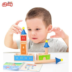 Puzzle en bois Montessori pour enfants, château de rêve changeant de bois, bloc de construction, jeu d'entraînement IQ, cadeau de pensée logique, jouets pour enfants