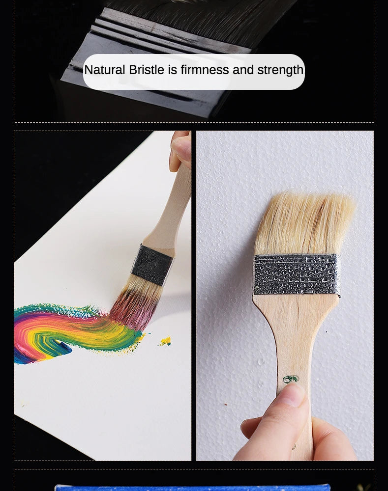 12 pièces/ensemble, pinceau de peinture à l'huile pour aquarelle, brosse d'art en poils de porc, brosse de nettoyage en bois facile à nettoyer, brosse à récurer pour barbecue