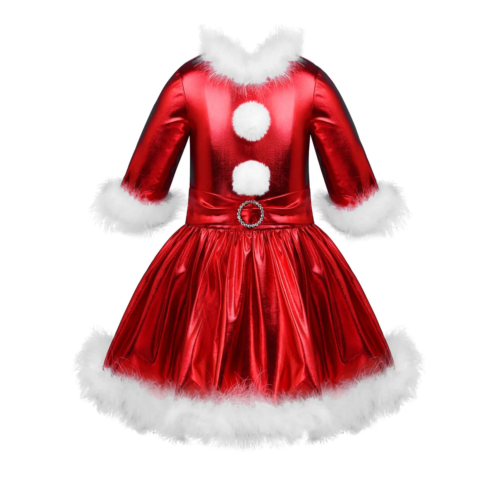 Robes de noël pour filles, vêtements métalliques brillants, à manches longues, Costume de fête de carnaval Cosplay, danse