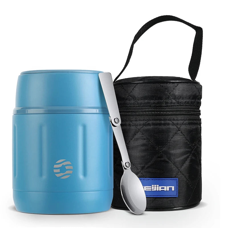 FEIJIAN – Thermos alimentaire 500ml, bocal alimentaire isolé sous vide en acier inoxydable 316 avec cuillère, boîte à déjeuner pour enfants