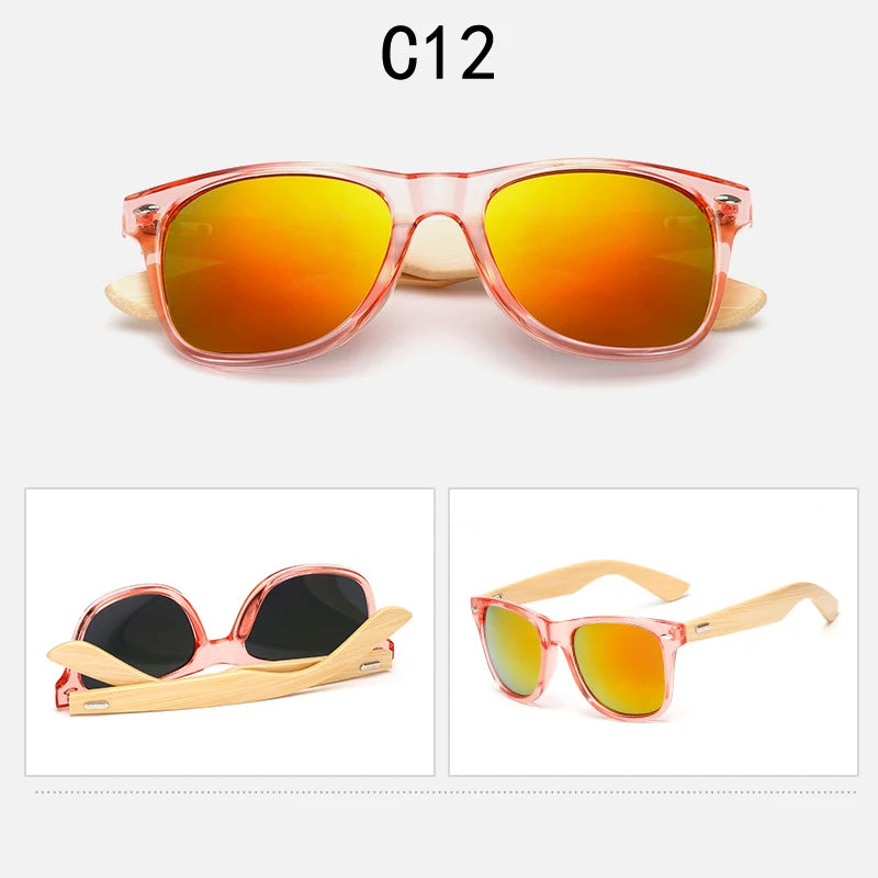 Lunettes De soleil en bois hommes femmes carré bambou femmes pour femmes hommes miroir lunettes De soleil surdimensionné rétro De Sol Masculino à la main