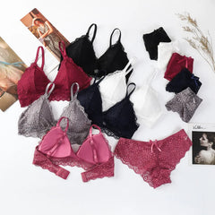 Femmes dentelle florale soutien-gorge culotte ensemble push-up Bralette taille basse slips Sexy ensemble de Lingerie sans fil brassière femme sous-vêtements en dentelle