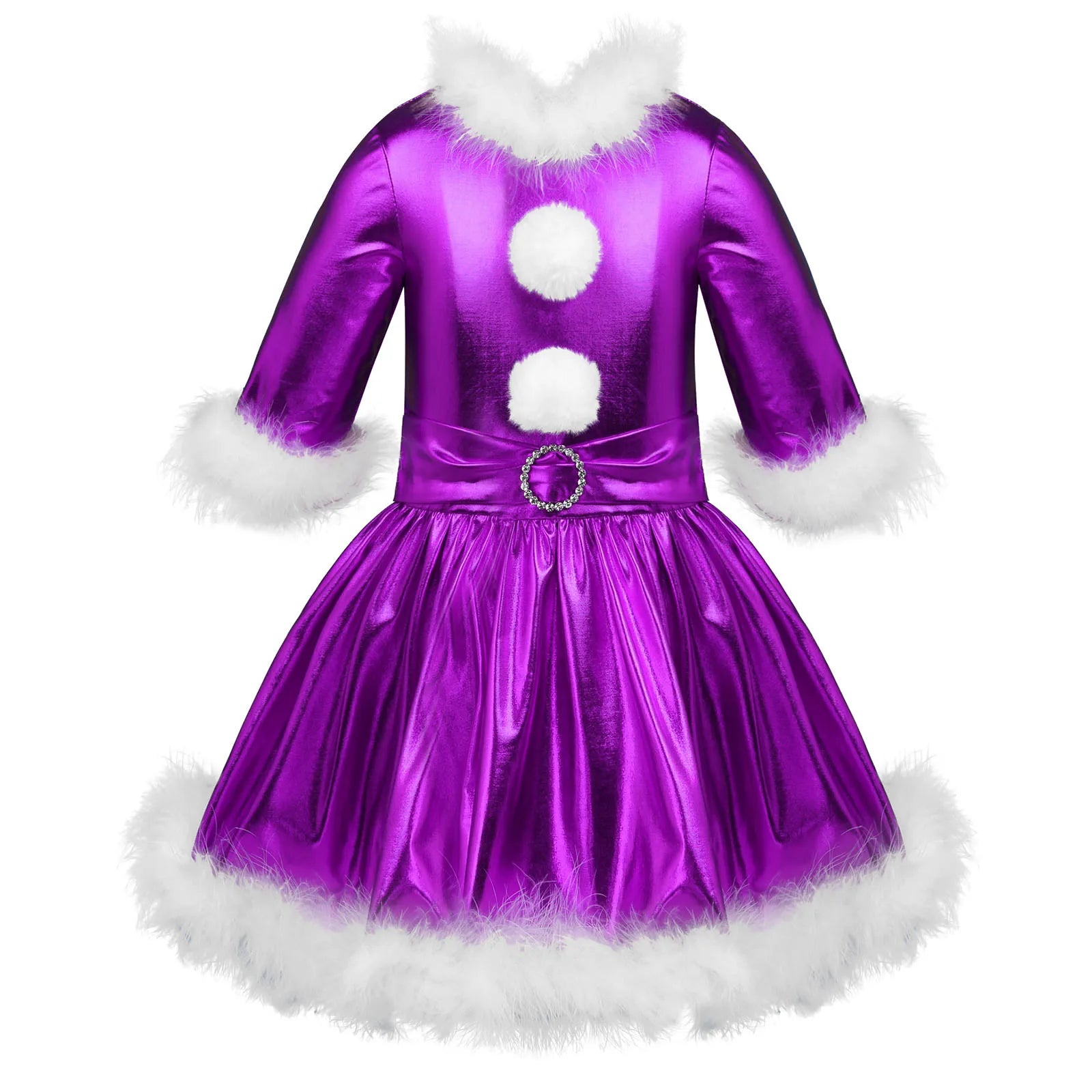 Robes de noël pour filles, vêtements métalliques brillants, à manches longues, Costume de fête de carnaval Cosplay, danse