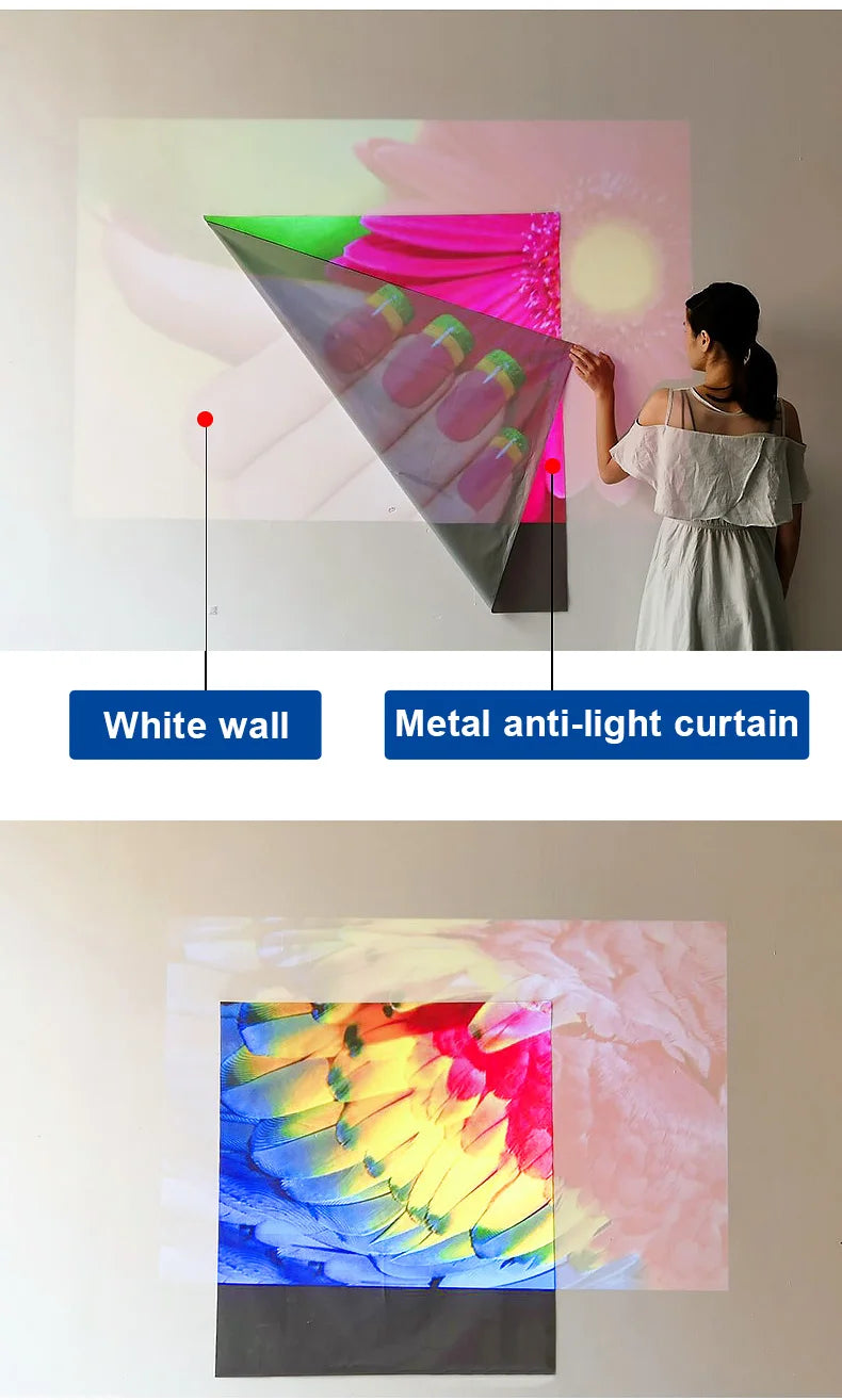 Écran de budgétaire portable haute luminosité, 16:9, rideau anti-lumière en métal, 84, 100, 120, 133, 150, maison, extérieur, bureau, 4K