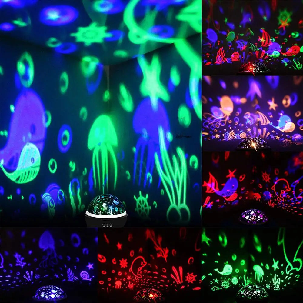 Veilleuse pour enfants 360 °   Projecteur de veilleuse étoilée rotatif pour bébé, projecteur de vagues d'océan pour décoration de chambre d'enfants