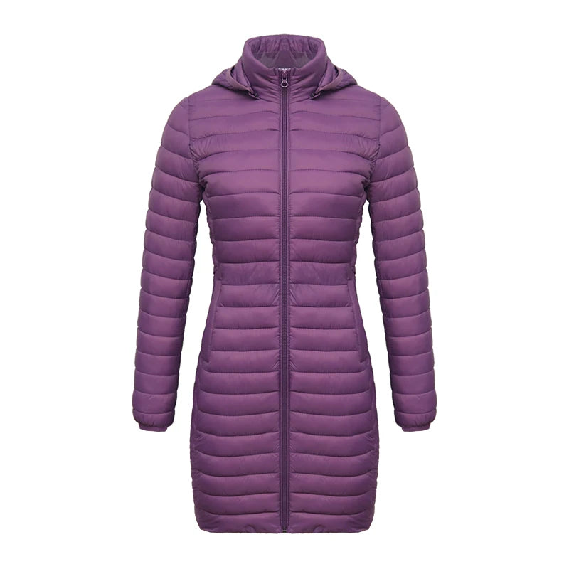 SANTELON hiver femmes ample Long Parka manteau avec capuche amovible femme solide ultraléger Portable chaud rembourré coton vêtements d'extérieur