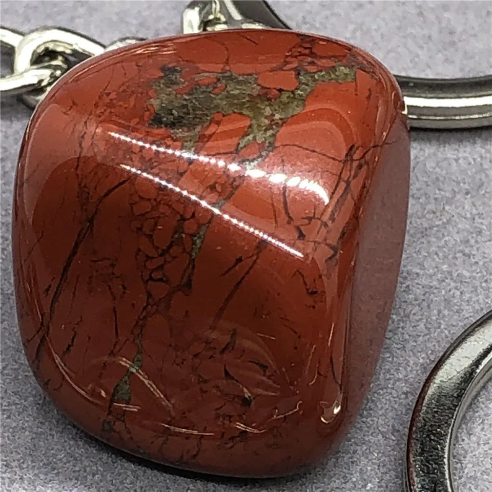 17 Types de pierre naturelle avec accessoires pendentif porte-clés en acier inoxydable