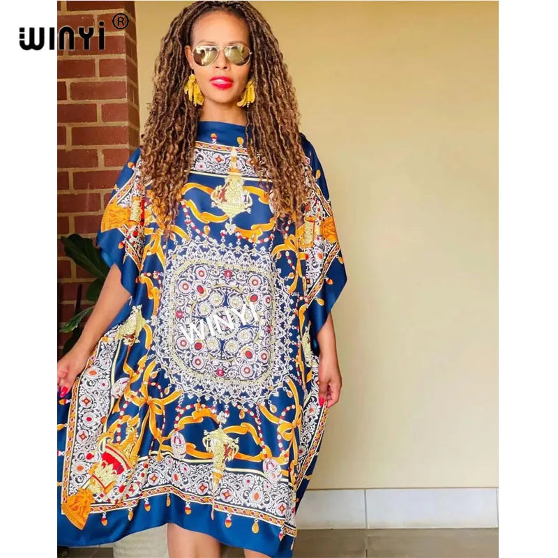 Robe longue imprimée chauve-souris pour femmes, robe élégante, robe de soirée, robe éducative, design de mode, été, automne, 2021