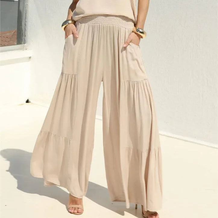 Boutique Wholesale 2024 Summer New Fashionable Solid Color Casual Loose Wide Leg Women's Pants