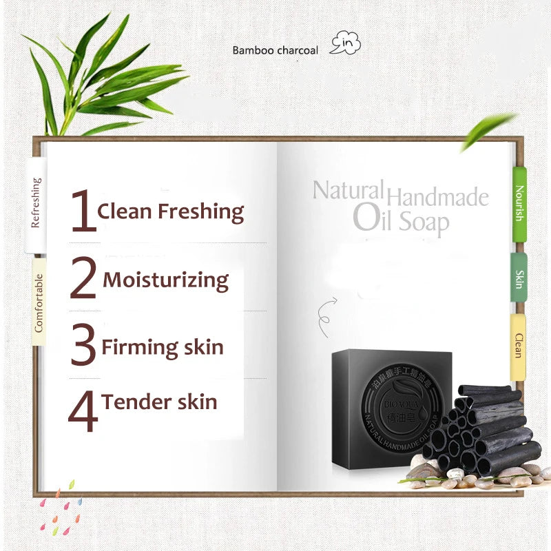 Savons aux huiles essentielles Bioaqua au miel, rose, jasmin, aloé, matcha, myrtille, lavande, charbon de bambou, savons en bambou noir