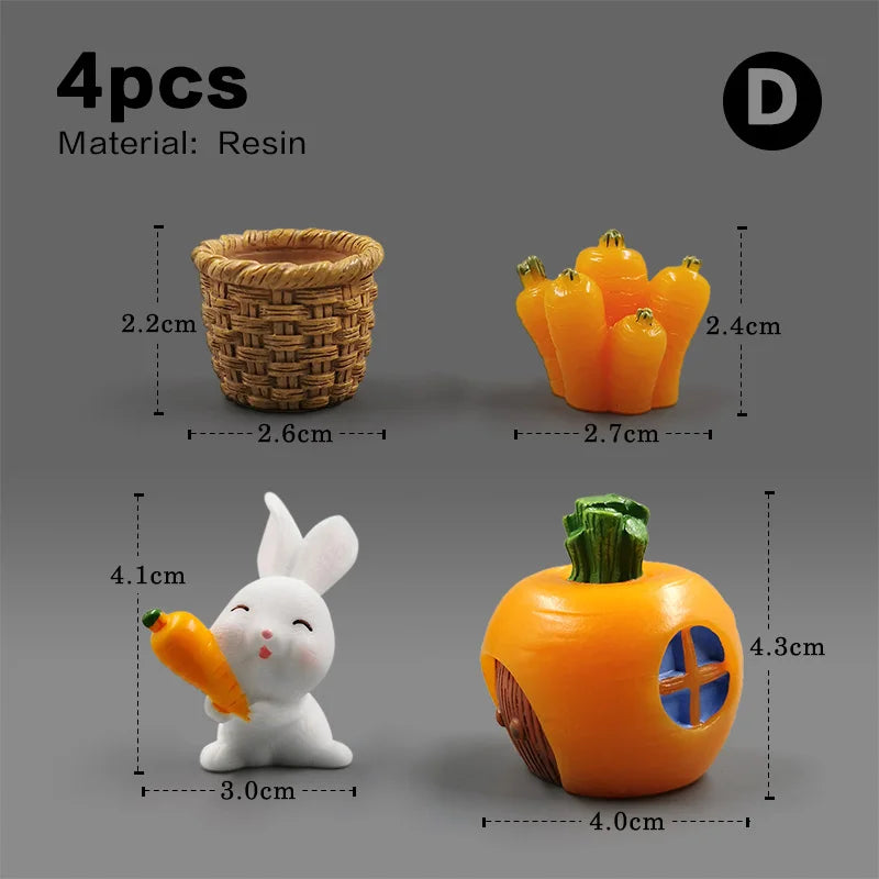 Figurine de pâques de noël, lapin blanc, carotte, bricolage, décor de chambre Kawaii, accessoires de décoration de jardin féerique miniatures modernes