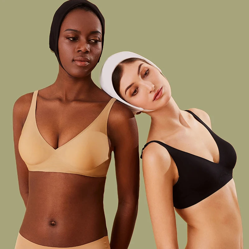 Femmes Latex soutien-gorge sous-vêtements sans couture Sexy brassières femme sans fil soutiens-gorge doux femme intimes Lingerie grande taille Bralette S-XL