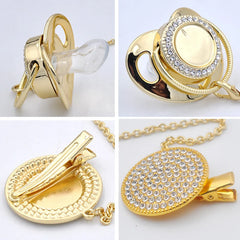 Sucette bébé Bling léopard or attache-sucette 24 nom lettre initiale sans BPA Silicone infantile mamelon factice sucette Chupete