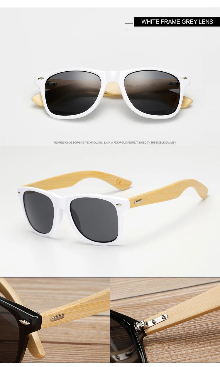 Lunettes de soleil carrées en bois de bambou pour hommes et femmes, design de marque, revêtement miroir, rétro, UV400