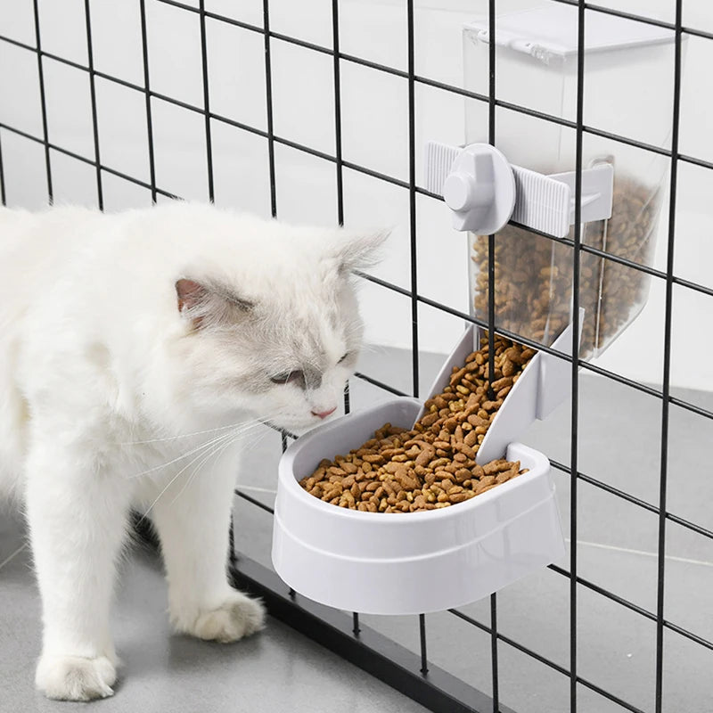 Automatic pet feeder, hanging cage, bowl, water bottle, food container, dispenser for puppies, cats, rabbits, birds, pet food product