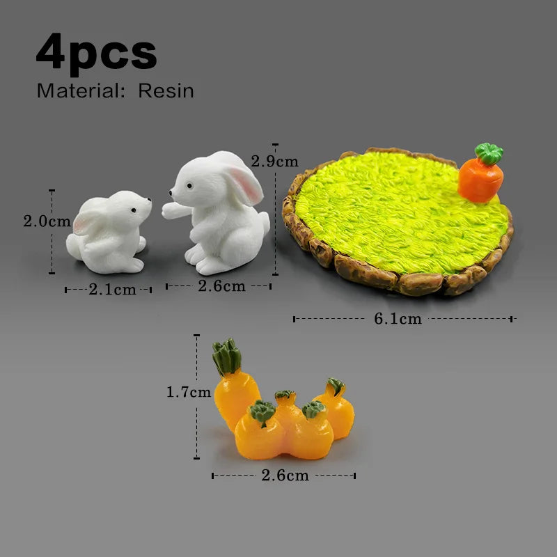 Figurine de pâques de noël, lapin blanc, carotte, bricolage, décor de chambre Kawaii, accessoires de décoration de jardin féerique miniatures modernes