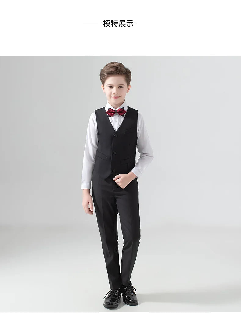 Costume de mariage formel pour garçons, Blazer de smoking pour fête de bal pour enfants, Costume de spectacle Pinao pour la journée des enfants, uniforme scolaire 2-14T