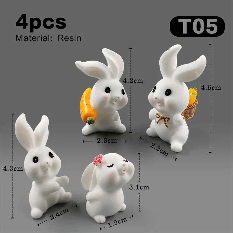 Figurine de pâques de noël, lapin blanc, carotte, bricolage, décor de chambre Kawaii, accessoires de décoration de jardin féerique miniatures modernes