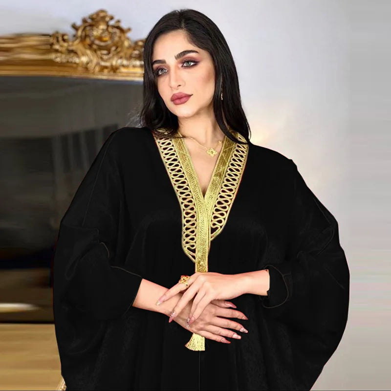Ab015 Women's Modest Cardigan Abaya Long Muslim Robe Bat Sleeves Dubai Turkish Style Ramadan Summer Polyester Material ODM