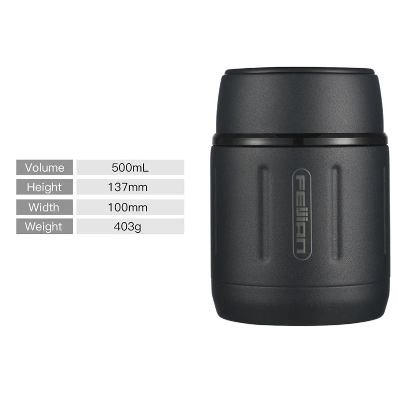 FEIJIAN 500 ml Thermos alimentaire, pot alimentaire isolé sous vide en acier inoxydable 316 avec cuillère boîte à déjeuner pour enfants
