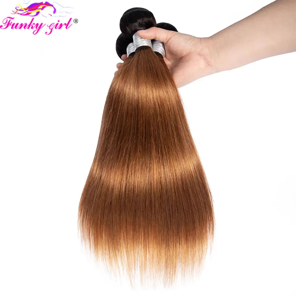 10A cheveux brésiliens os cheveux raides 1B/30 cheveux humains armure faisceaux deux tons cheveux paquets Ombre cheveux raides 3 pièces Extensions