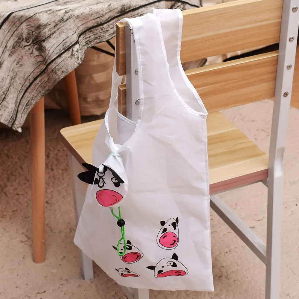 Sac de courses pliable écologique, sac à bandoulière réutilisable de dessin animé, sacs d'épicerie portables pour femmes, fourre-tout de rangement, organisateur de maison