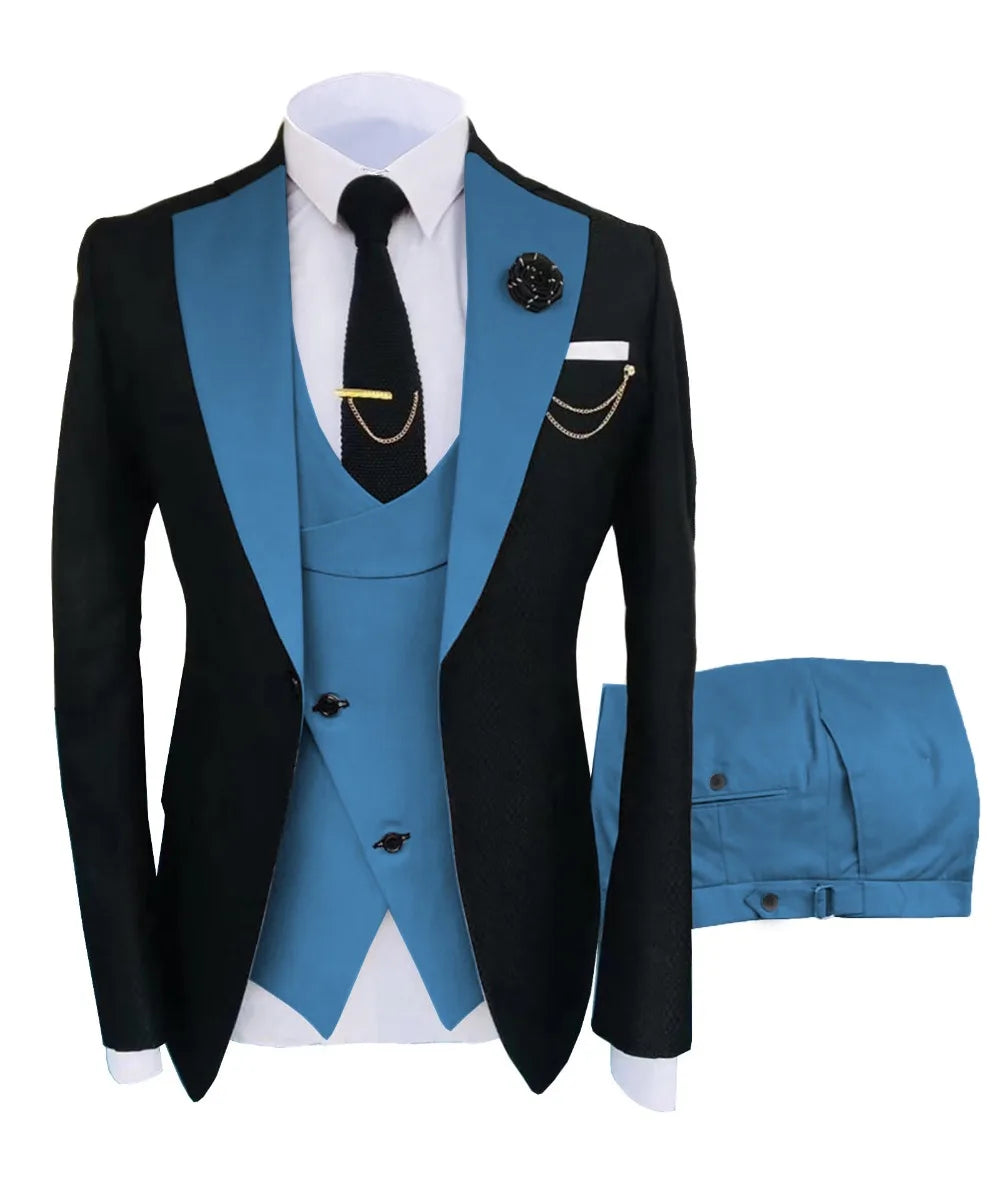 Men's Regular Fit Tuxedo Set, Dipped Jacket, Jacket and Enamel FJD, Popular Clothing, Luxury, Party, Stage, GroomTIME, New, 3 Pieces