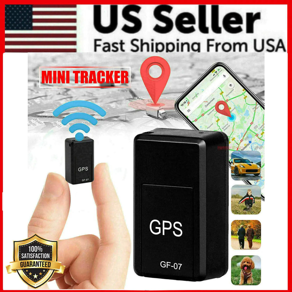GF07 Mini Magnetic GPS Tracker Real-Time Locator for Car Truck Vehicle GSM GPRS USA