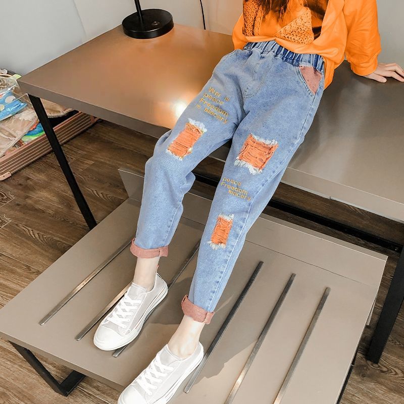 New Fashion Girls Jean Spring Summer and Autumn Soft Casual Boutique Cotton Kawaii Girls Elegant Jean Children's Pants 3-12Y