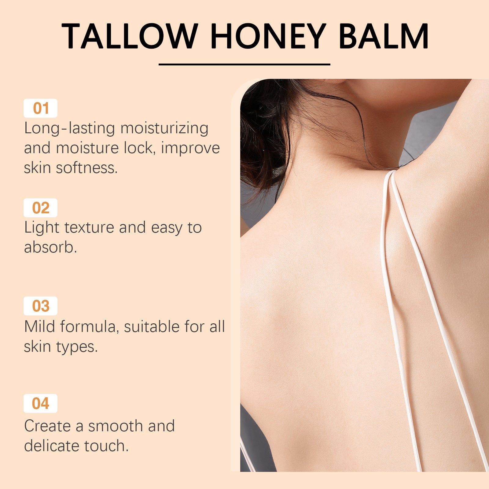 Baume de Tallow de boeuf alimenté en herbe biologique, miel cru, hydratant, doux, améliore l'élasticité, crème hydratante lisse longue durée, soins pour la peau