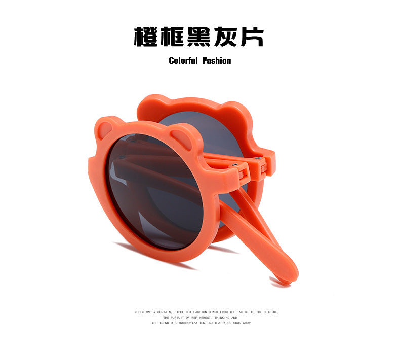 Mignon petit ours pliant enfants lunettes de soleil garçons filles Protection solaire lunettes de soleil mode bébé Protection UV lunettes pour enfants