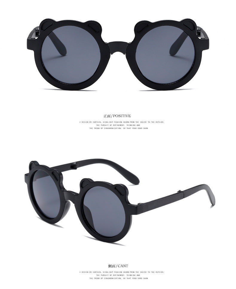 Mignon petit ours pliant enfants lunettes de soleil garçons filles Protection solaire lunettes de soleil mode bébé Protection UV lunettes pour enfants