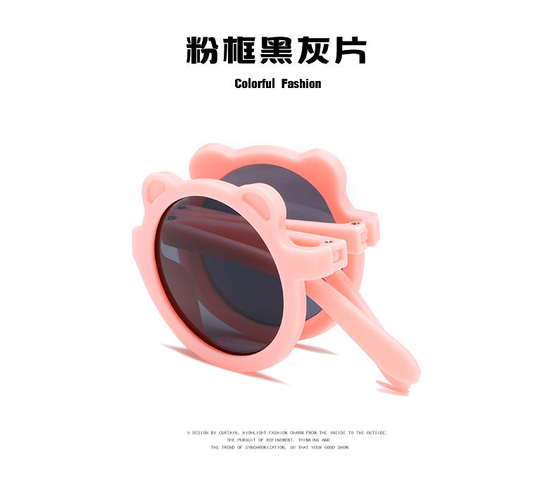 Mignon petit ours pliant enfants lunettes de soleil garçons filles Protection solaire lunettes de soleil mode bébé Protection UV lunettes pour enfants