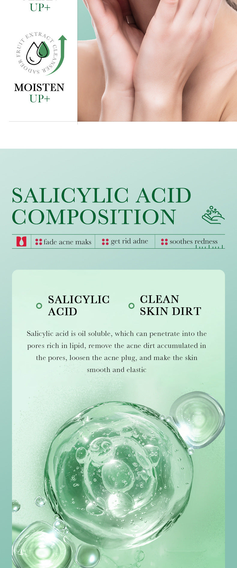 BIOAQUA acide salicylique nettoyant pour le visage traitement de l'acné hydratant contrôle de l'huile soin de la peau mousse de lavage du visage nettoyant pour le visage soins de la peau