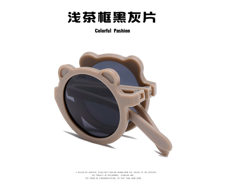 Mignon petit ours pliant enfants lunettes de soleil garçons filles Protection solaire lunettes de soleil mode bébé Protection UV lunettes pour enfants