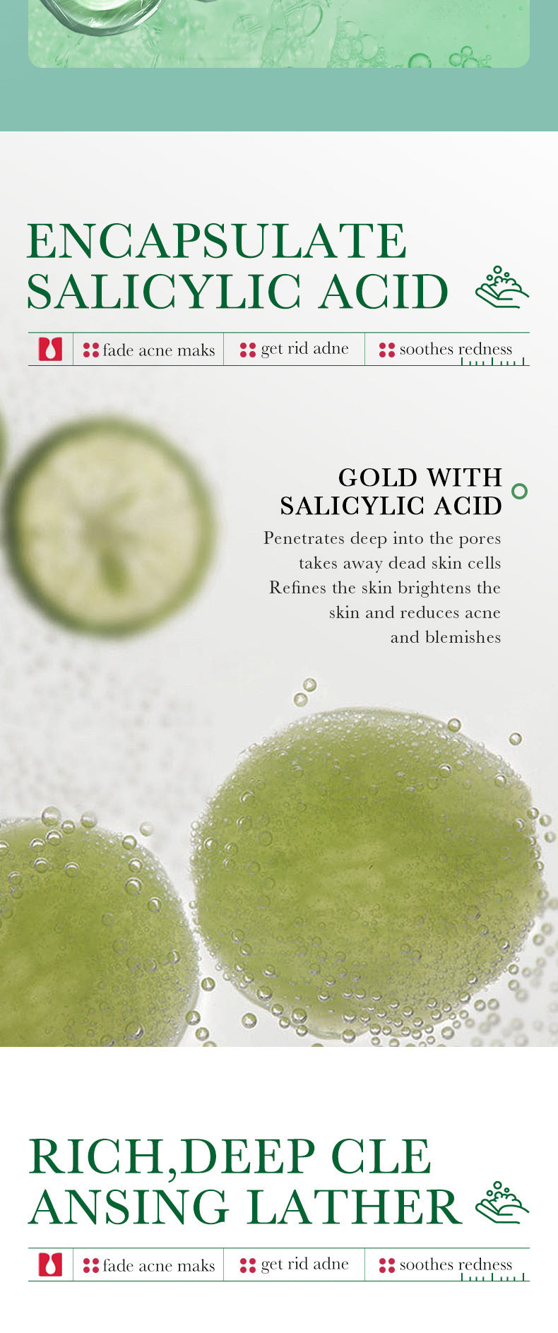 BIOAQUA acide salicylique nettoyant pour le visage traitement de l'acné hydratant contrôle de l'huile soin de la peau mousse de lavage du visage nettoyant pour le visage soins de la peau